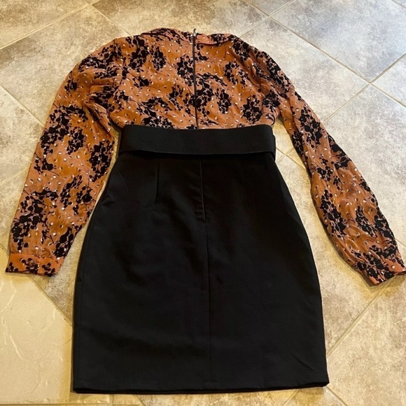 NWT Paper Dolls ASOS chiffon copper 2 in 1 mini dress black size 0 belted - Picture 5 of 5